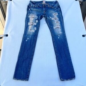 PRPS Jeans Womens Size 31 Blue Denim‎ Boyfriend Distressed Slim Fit Japan